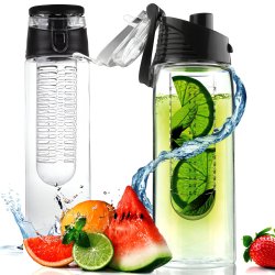 N366 BIDON INFUSER BUTELKA NA WODĘ POJEMNIK OWOCE 700ml - czarny S026