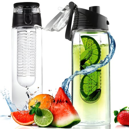 N366 BIDON INFUSER BUTELKA NA WODĘ POJEMNIK OWOCE 700ml - czarny S026