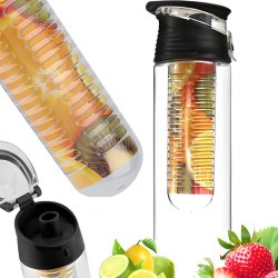 N366 BIDON INFUSER BUTELKA NA WODĘ POJEMNIK OWOCE 700ml - czarny S026
