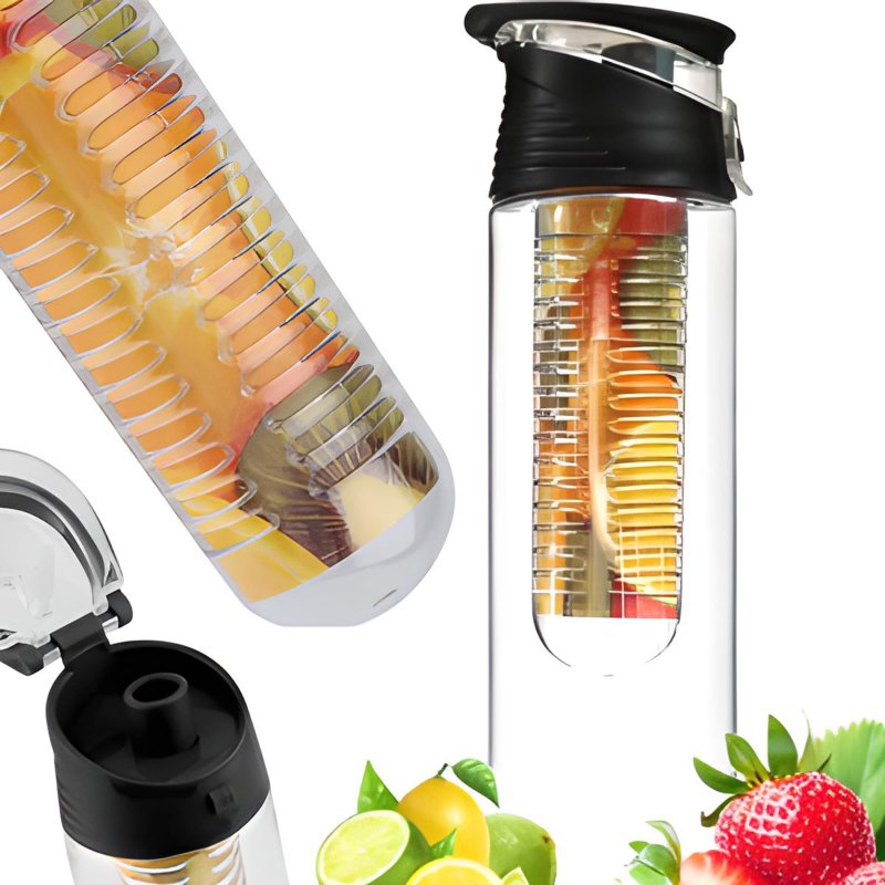 N366 BIDON INFUSER BUTELKA NA WODĘ POJEMNIK OWOCE 700ml - czarny S026