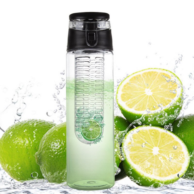 N366 BIDON INFUSER BUTELKA NA WODĘ POJEMNIK OWOCE 700ml - czarny S026
