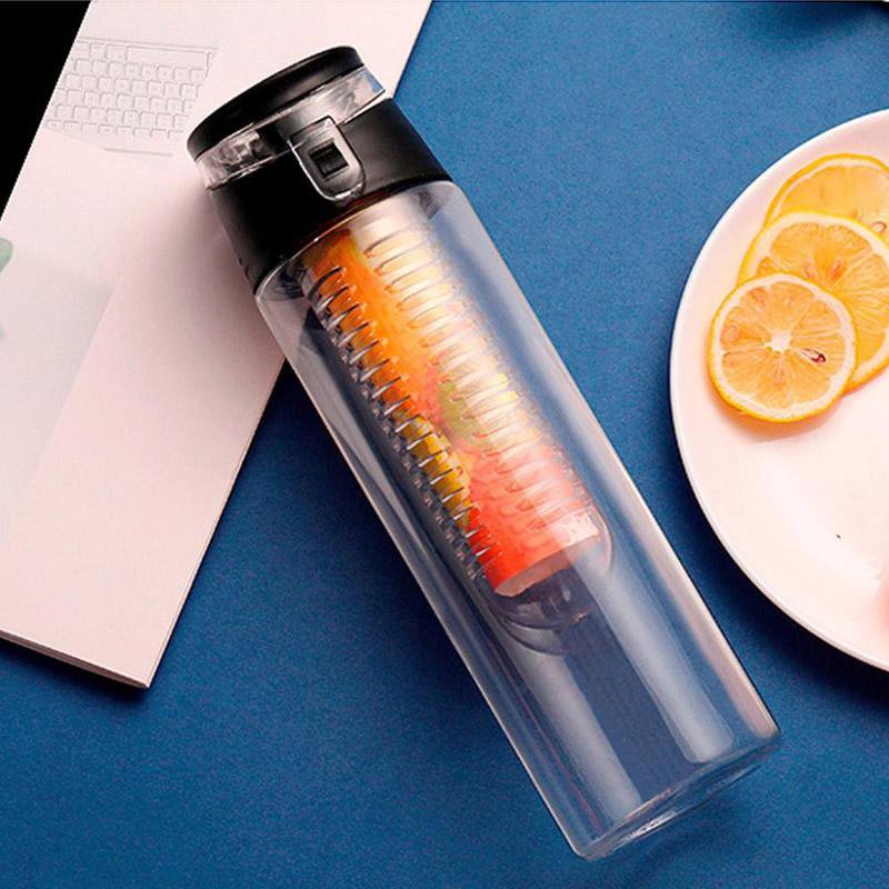N366 BIDON INFUSER BUTELKA NA WODĘ POJEMNIK OWOCE 700ml - czarny S026