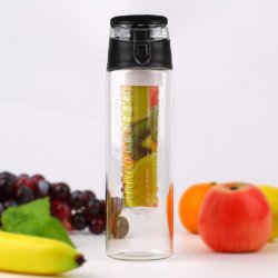 N366 BIDON INFUSER BUTELKA NA WODĘ POJEMNIK OWOCE 700ml - czarny S026