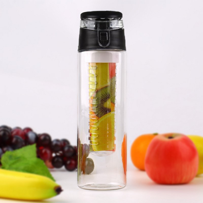 N366 BIDON INFUSER BUTELKA NA WODĘ POJEMNIK OWOCE 700ml - czarny S026