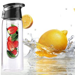 N366 BIDON INFUSER BUTELKA NA WODĘ POJEMNIK OWOCE 700ml - czarny S026