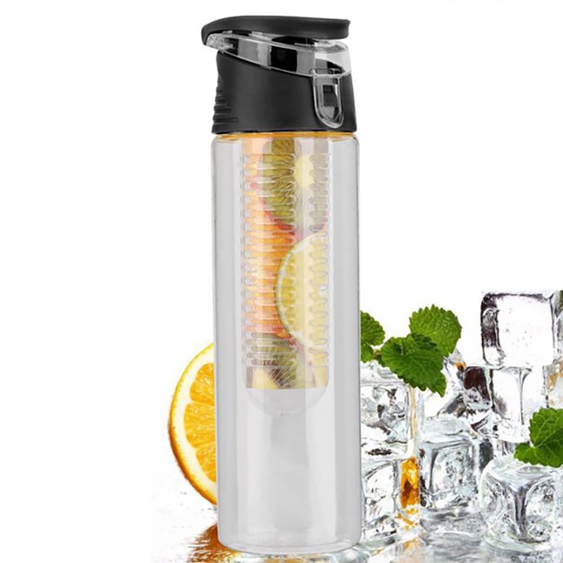 N366 BIDON INFUSER BUTELKA NA WODĘ POJEMNIK OWOCE 700ml - czarny S026