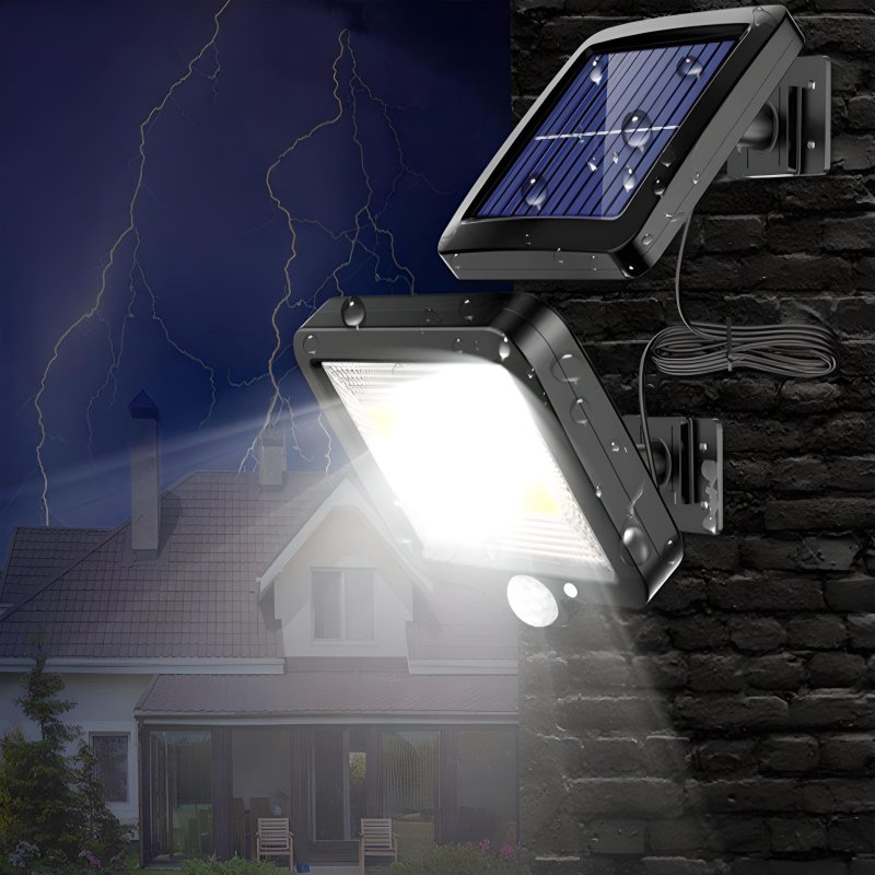 M013B (ALEJA1)  LAMPA SOLARNA Z CZUJNIKIEM RUCHU 100 LED -E077 niebieski kartonik