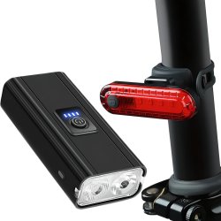 M083B (ALEJA3) LAMPKA ROWEROWA LED PRZÓD TYŁ POWERBANK 1600LM -S102
