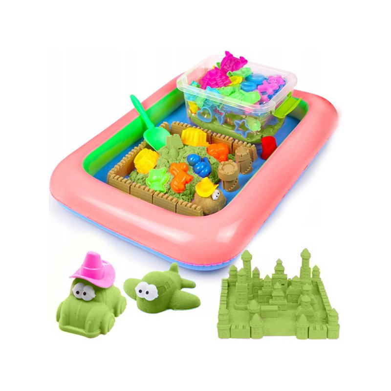 M003D ZESTAW PIASEK KINETYCZNY 3KG FOREMKI BASEN ZABAWKI - D007-2 Zielony piasek