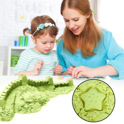 M003D ZESTAW PIASEK KINETYCZNY 3KG FOREMKI BASEN ZABAWKI - D007-2 Zielony piasek