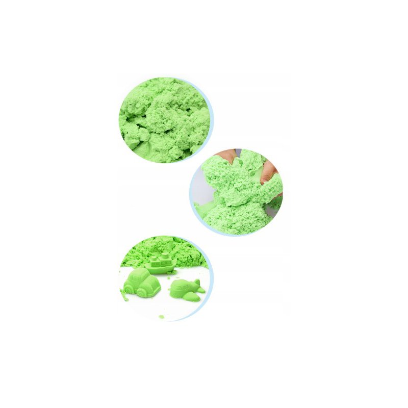 M003D ZESTAW PIASEK KINETYCZNY 3KG FOREMKI BASEN ZABAWKI - D007-2 Zielony piasek