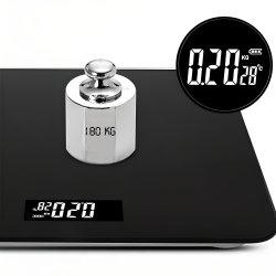 M003D   WAGA ŁAZIENKOWA SCALE ELEKTRONICZNA SZKLANA LCD KG - kwadratowa O202