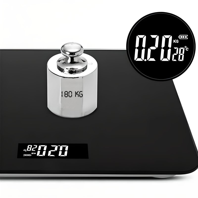 M003D   WAGA ŁAZIENKOWA SCALE ELEKTRONICZNA SZKLANA LCD KG - kwadratowa O202