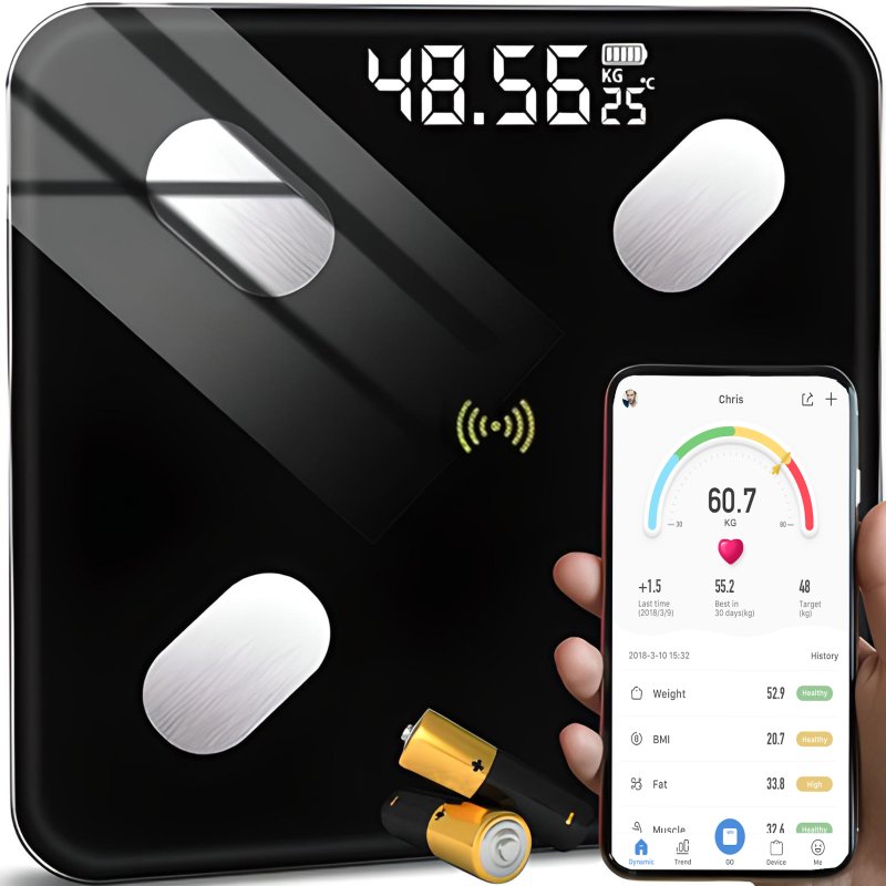 M002E    WAGA ŁAZIENKOWA ANALITYCZNA SLIM 180KG SMART+ 17w1 - czarna E032