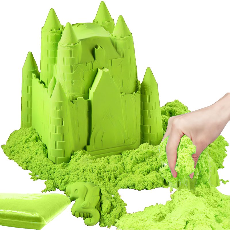 M032A (ALEJA1)  PIASEK KINETYCZNY 1KG PIASKOLINA 5 KOLORÓW MAGICZNY - D008-2 Zielony