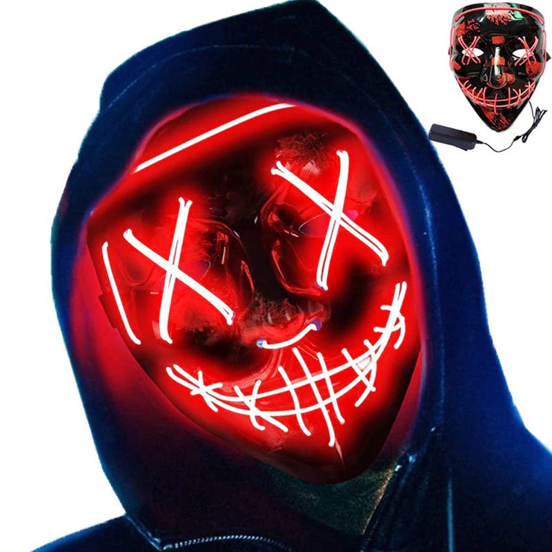 M005D   ŚWIECĄCA MASKA NA HALLOWEEN LED IMREZA  ACTA SQUID - czerwona