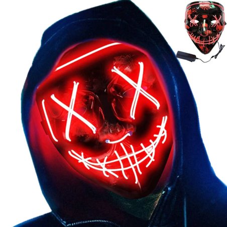 M005D   ŚWIECĄCA MASKA NA HALLOWEEN LED IMREZA  ACTA SQUID - czerwona