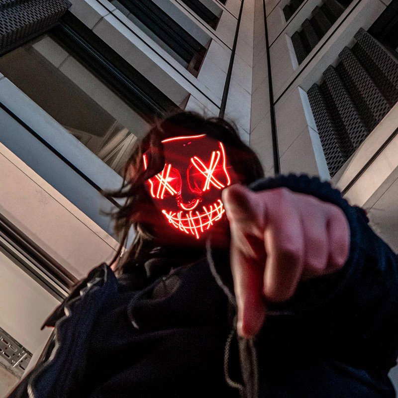 M005D   ŚWIECĄCA MASKA NA HALLOWEEN LED IMREZA  ACTA SQUID - czerwona