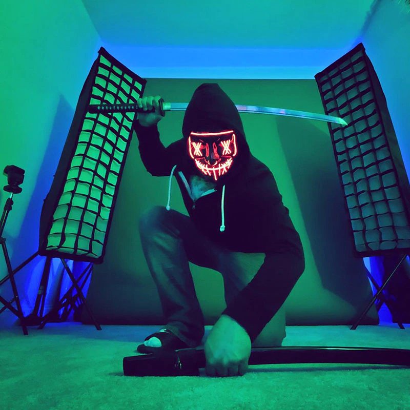 M005D   ŚWIECĄCA MASKA NA HALLOWEEN LED IMREZA  ACTA SQUID - czerwona