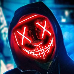 M005D   ŚWIECĄCA MASKA NA HALLOWEEN LED IMREZA  ACTA SQUID - czerwona