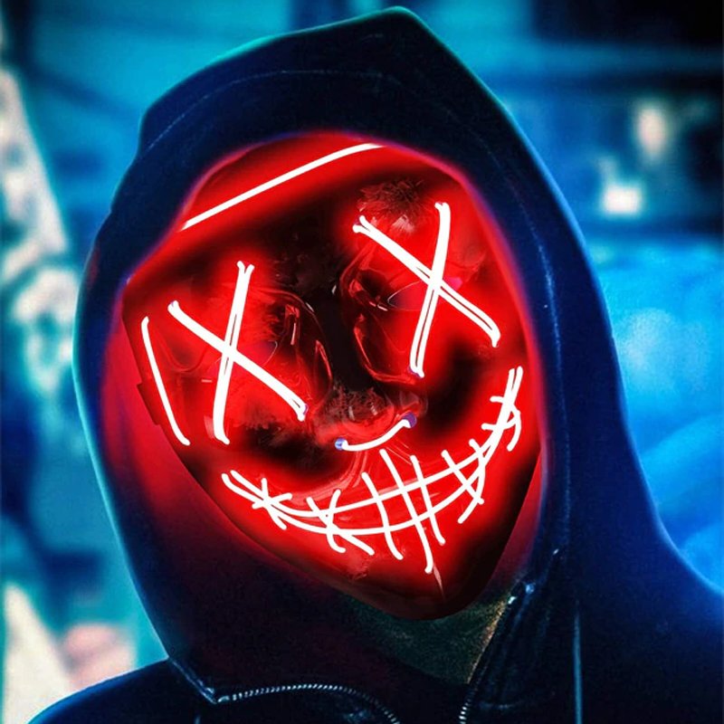 M005D   ŚWIECĄCA MASKA NA HALLOWEEN LED IMREZA  ACTA SQUID - czerwona