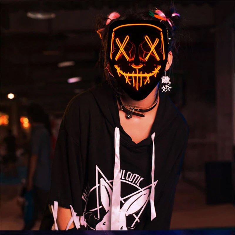 M005D   ŚWIECĄCA MASKA NA HALLOWEEN LED IMREZA  ACTA SQUID - czerwona