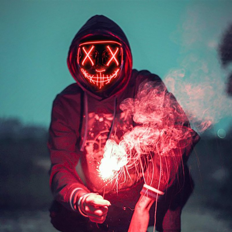 M005D   ŚWIECĄCA MASKA NA HALLOWEEN LED IMREZA  ACTA SQUID - czerwona