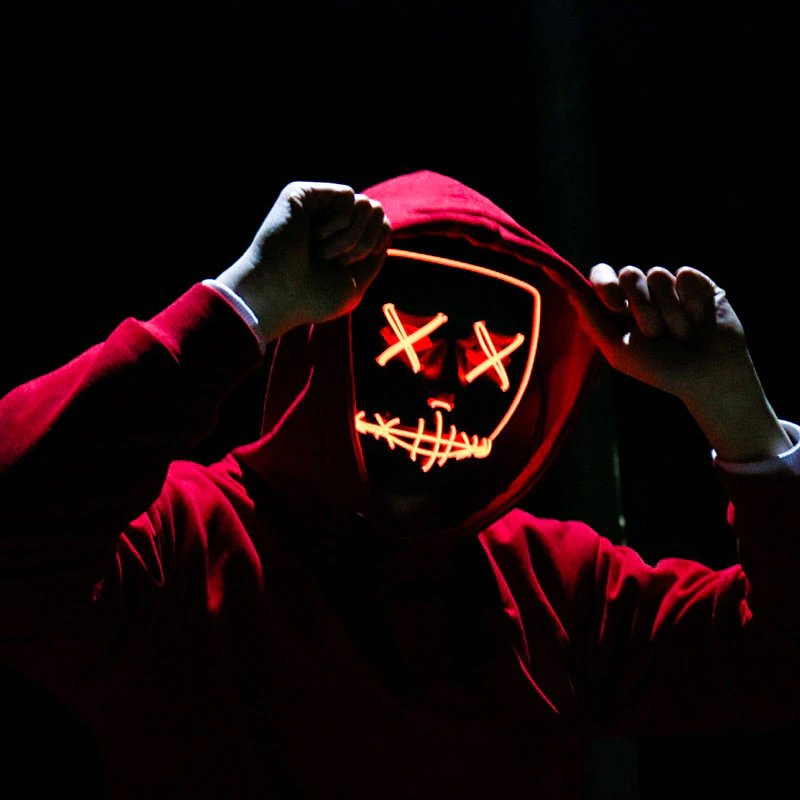 M005D   ŚWIECĄCA MASKA NA HALLOWEEN LED IMREZA  ACTA SQUID - czerwona