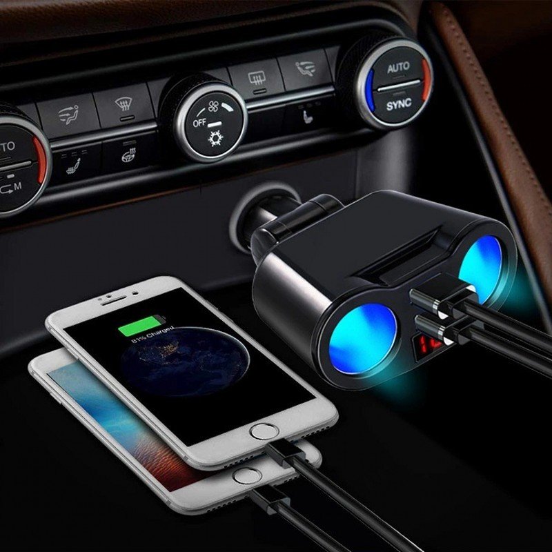 N123 ROZDZIELACZ GNIAZDA ZAPALNICZKI USB WOLTOMIERZ ŁADOWARKA-E382