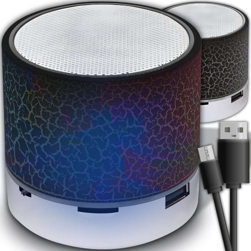 N158 GŁOŚNIK BEZPRZEWODOWY MINI PRZENOŚNY BLUETOOTH USB SD ŚWIECĄCY LED CZARNY -czarny E209-4