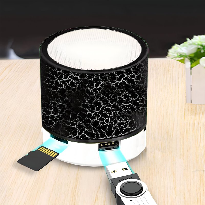N158 GŁOŚNIK BEZPRZEWODOWY MINI PRZENOŚNY BLUETOOTH USB SD ŚWIECĄCY LED CZARNY -czarny E209-4