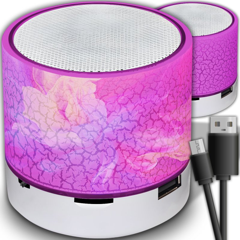 N154 GŁOŚNIK BEZPRZEWODOWY MINI PRZENOŚNY BLUETOOTH USB SD ŚWIECĄCY LED RÓŻOWY - ciemno różowy E209-5