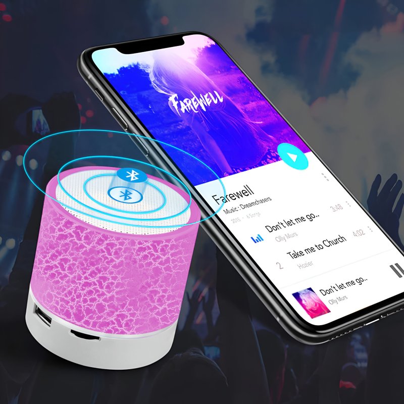 N154 GŁOŚNIK BEZPRZEWODOWY MINI PRZENOŚNY BLUETOOTH USB SD ŚWIECĄCY LED RÓŻOWY - ciemno różowy E209-5