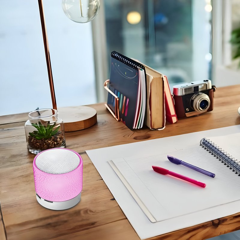 N154 GŁOŚNIK BEZPRZEWODOWY MINI PRZENOŚNY BLUETOOTH USB SD ŚWIECĄCY LED RÓŻOWY - ciemno różowy E209-5