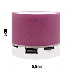 N154 GŁOŚNIK BEZPRZEWODOWY MINI PRZENOŚNY BLUETOOTH USB SD ŚWIECĄCY LED RÓŻOWY - ciemno różowy E209-5