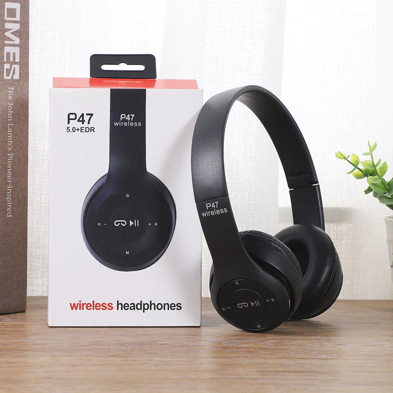 M003F    SŁUCHAWKI BEZPRZEWODOWE P47 BLUETOOTH MIKROFON MP3- E142 czarny