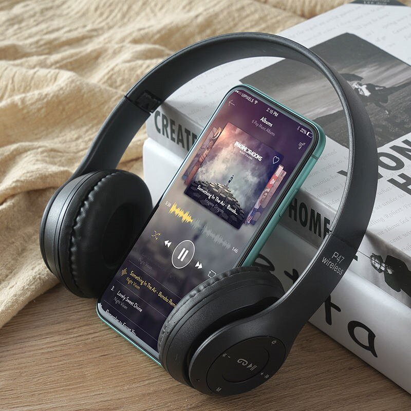 M003F    SŁUCHAWKI BEZPRZEWODOWE P47 BLUETOOTH MIKROFON MP3- E142 czarny