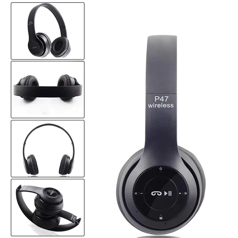 M003F    SŁUCHAWKI BEZPRZEWODOWE P47 BLUETOOTH MIKROFON MP3- E142 czarny