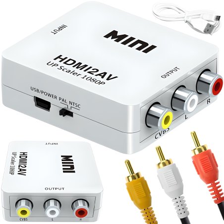 N349 ADAPTER AV HDMI DO RCA KONWERTER CINCH 1080P KABEL USB -E377