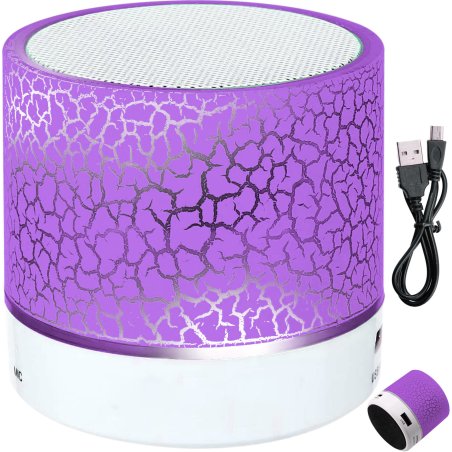N296 GŁOŚNIK BEZPRZEWODOWY MINI PRZENOŚNY BLUETOOTH USB SD ŚWIECĄCY LED FIOLET -fioletowy E209-3