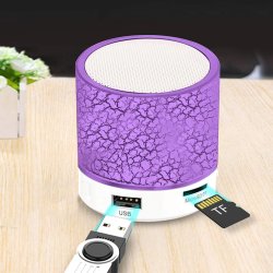 N296 GŁOŚNIK BEZPRZEWODOWY MINI PRZENOŚNY BLUETOOTH USB SD ŚWIECĄCY LED FIOLET -fioletowy E209-3