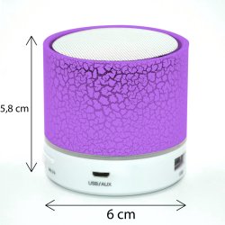 N296 GŁOŚNIK BEZPRZEWODOWY MINI PRZENOŚNY BLUETOOTH USB SD ŚWIECĄCY LED FIOLET -fioletowy E209-3