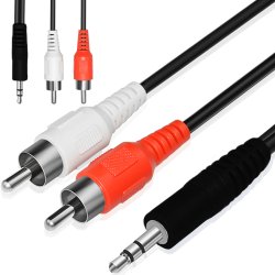 N014 KABEL AUX MINI JACK 3,5mm 2 RCA CINCH STEREO 1,5m E398 1 sztuka