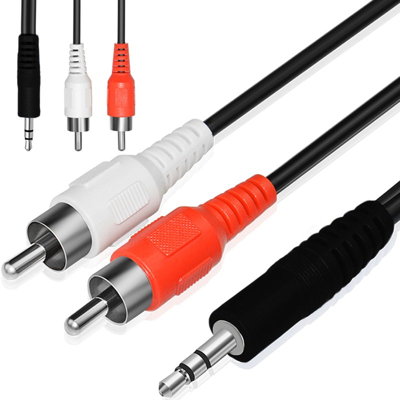 N014 KABEL AUX MINI JACK 3,5mm 2 RCA CINCH STEREO 1,5m E398 1 sztuka