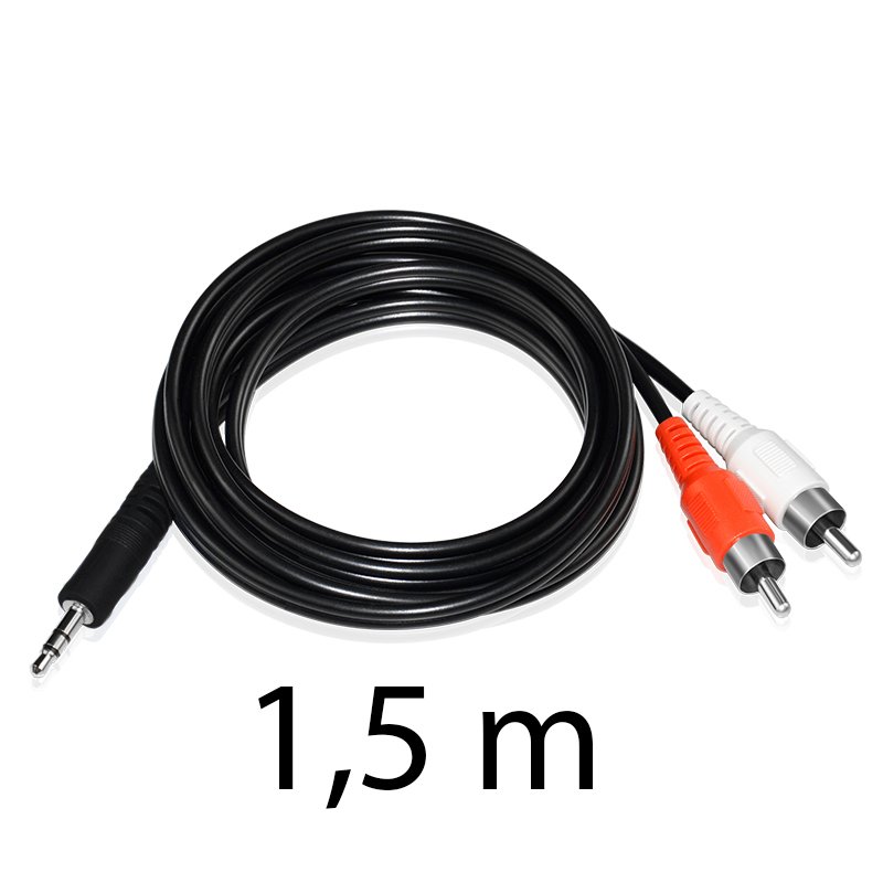 N014 KABEL AUX MINI JACK 3,5mm 2 RCA CINCH STEREO 1,5m E398 1 sztuka
