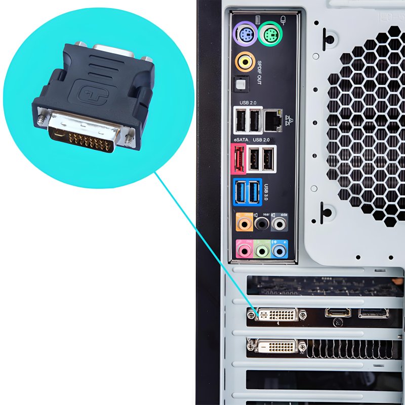 M000  ADAPTER PRZEJŚCIÓWKA D-SUB VGA DO DVI-I KONWERTER -E388 srebrna końcówka