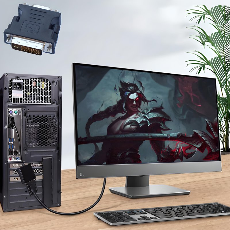 M000  ADAPTER PRZEJŚCIÓWKA D-SUB VGA DO DVI-I KONWERTER -E388 srebrna końcówka