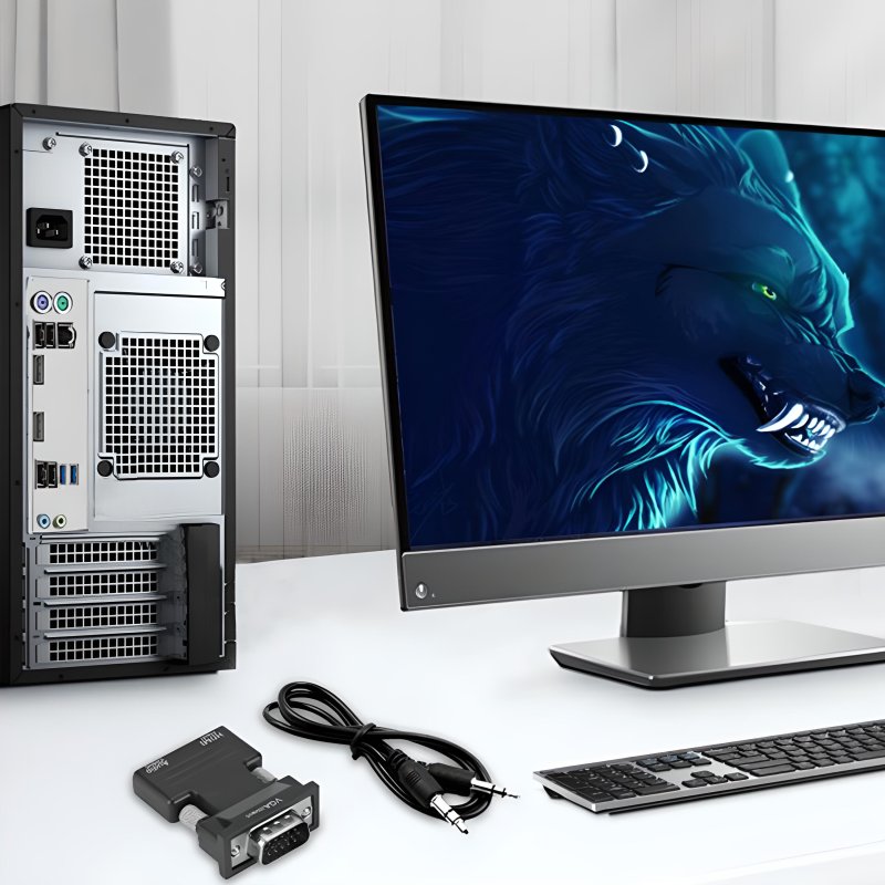 N280 PRZEJŚCIÓWKA ADAPTER KONWERTER HDMI DO VGA + AUDIO  -E467