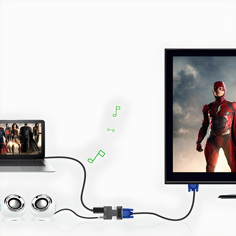 N280 PRZEJŚCIÓWKA ADAPTER KONWERTER HDMI DO VGA + AUDIO  -E467