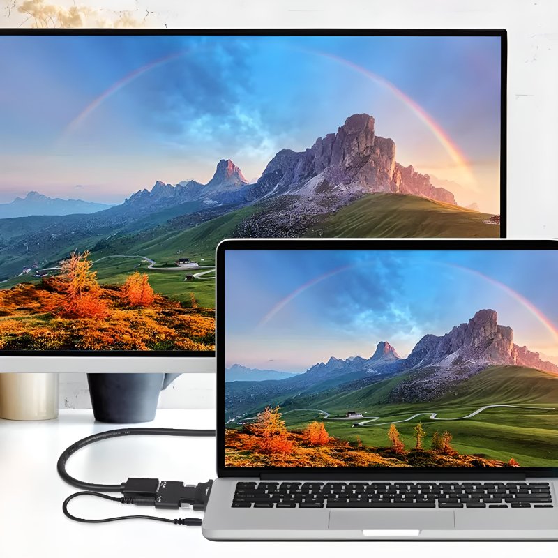 N280 PRZEJŚCIÓWKA ADAPTER KONWERTER HDMI DO VGA + AUDIO  -E467